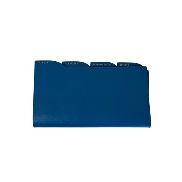 Smythson Blue Leather Travel Wallet Insert Organizer Tickets Passport Documents - Picture 4 of 4